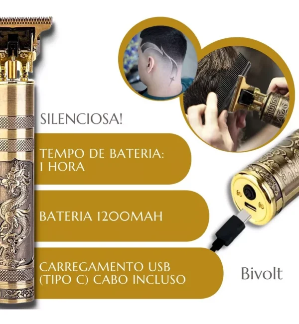 Máquina De Cortar Cabelo Fazer Barba Acabamento Dragão - Imagem 5