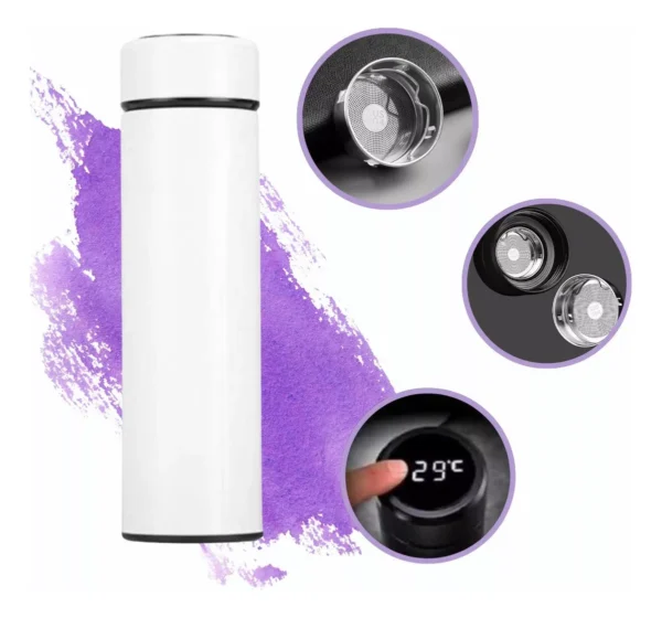 Garrafa Térmica Em Aço Inox Com Termômetro Led Digital 500ml Cor Preto - Imagem 2