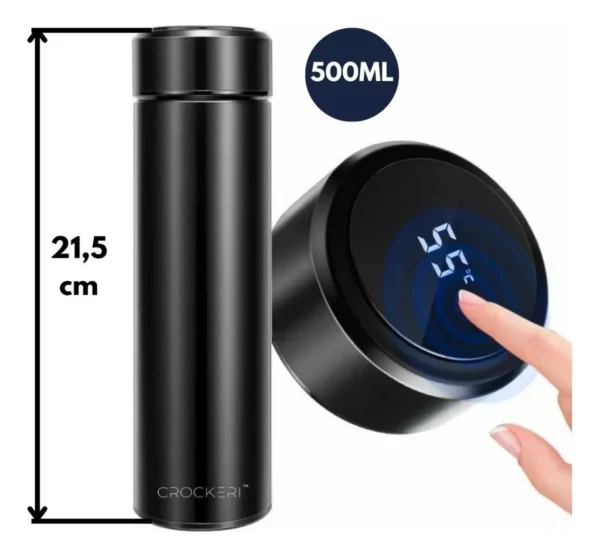 Garrafa Térmica Em Aço Inox Com Termômetro Led Digital 500ml Cor Preto - Imagem 7