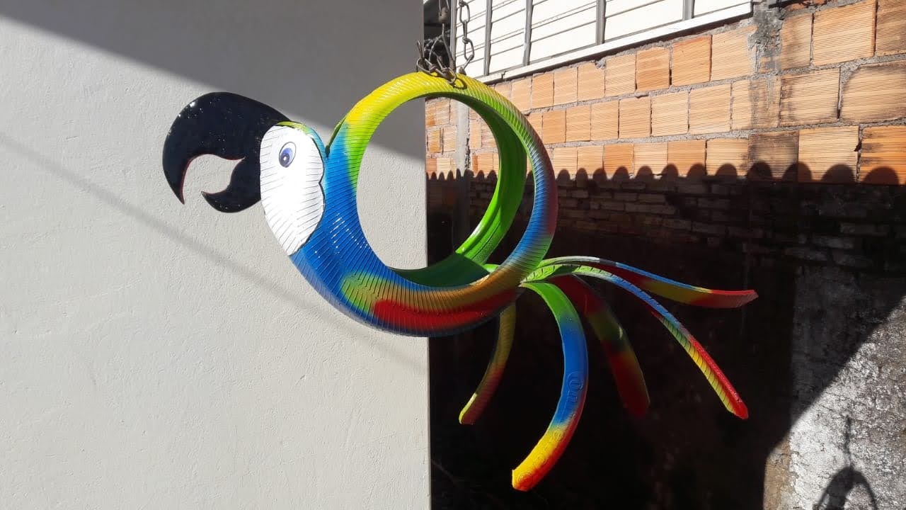 ArarAzul Bicho de pneu reciclado Arte em pneu Grande - Imagem 5